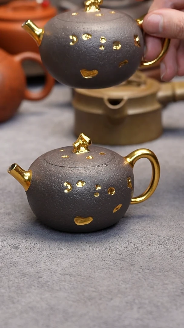 【闪购商品】紫砂壶天青泥描金苹果150CC