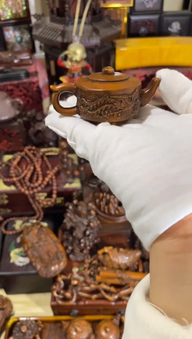 木小叶黄杨小件龙凤壶