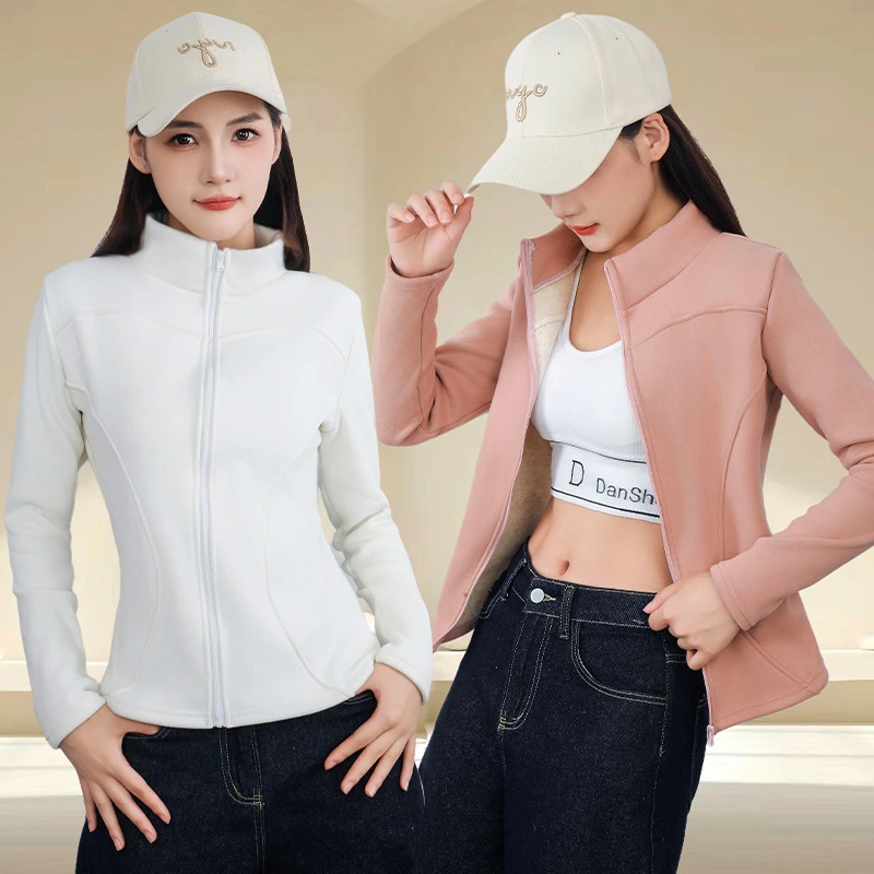 立领拉链瑜伽服2025新款女开衫上衣保暖修身显瘦运动休闲外套