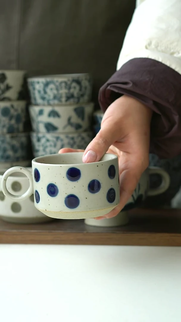 【闪购商品】陶瓷手绘蓝宝石咖啡杯200ml@4-2@