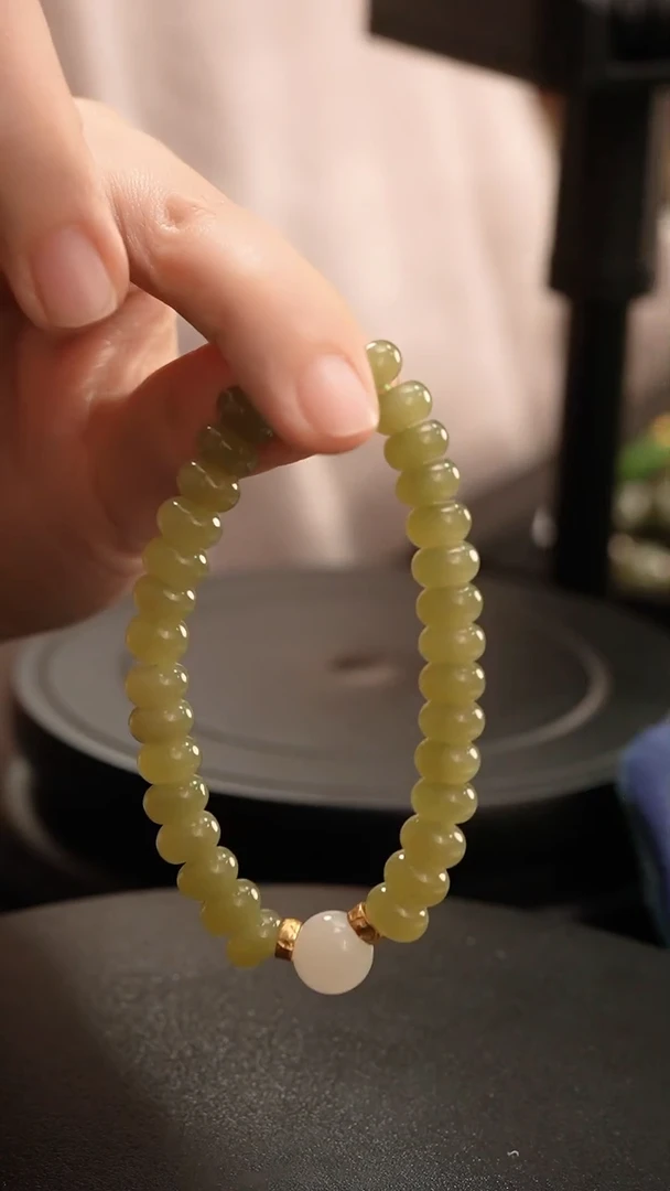 未镶嵌手串和田玉算盘珠手串