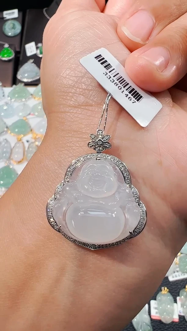 吊坠(不含链)18K金镶嵌翡翠佛公吊坠