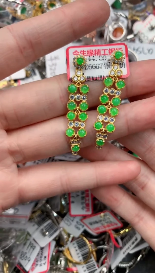 银S925镶嵌戒指翡翠12           1