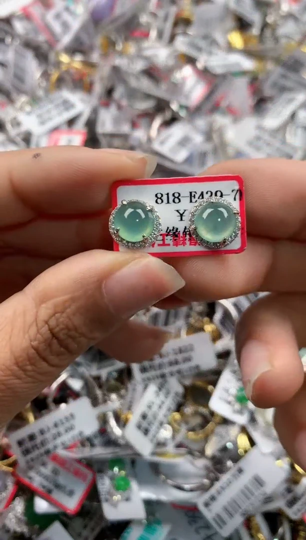 银S925镶嵌戒指翡翠555---7