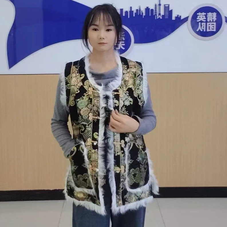 女士藏式羊毛边加绒马甲