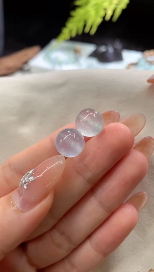 散珠翡翠翡翠散珠一对卡11.2