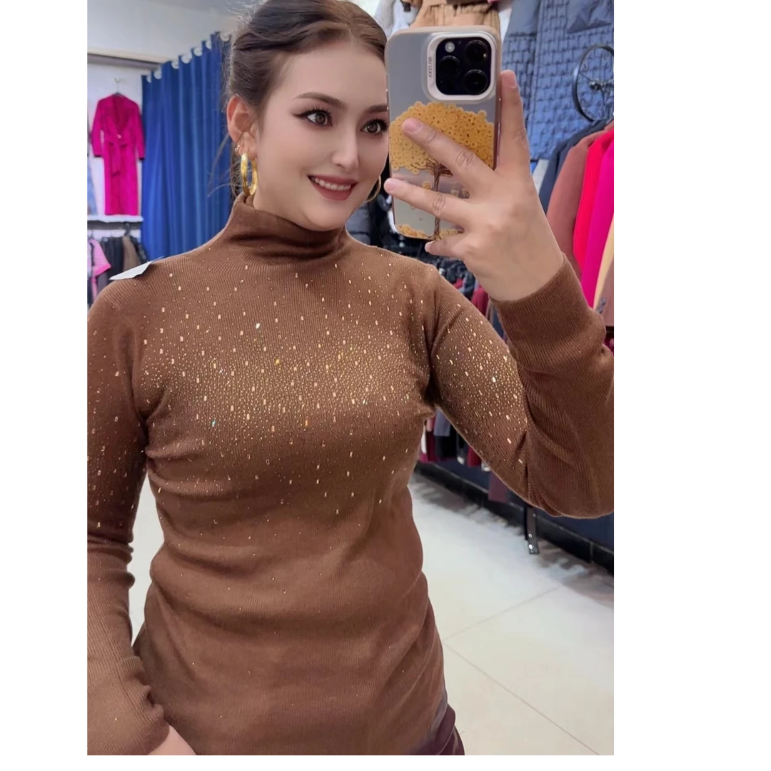 高档打底衫女新款双面绒高领冬季女纯色保暖上衣显瘦百搭打底衫