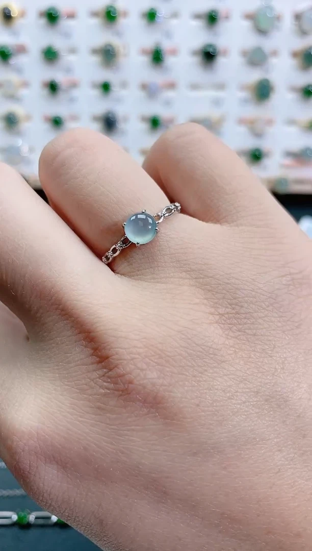 银S925镶嵌戒指翡翠天然翡翠