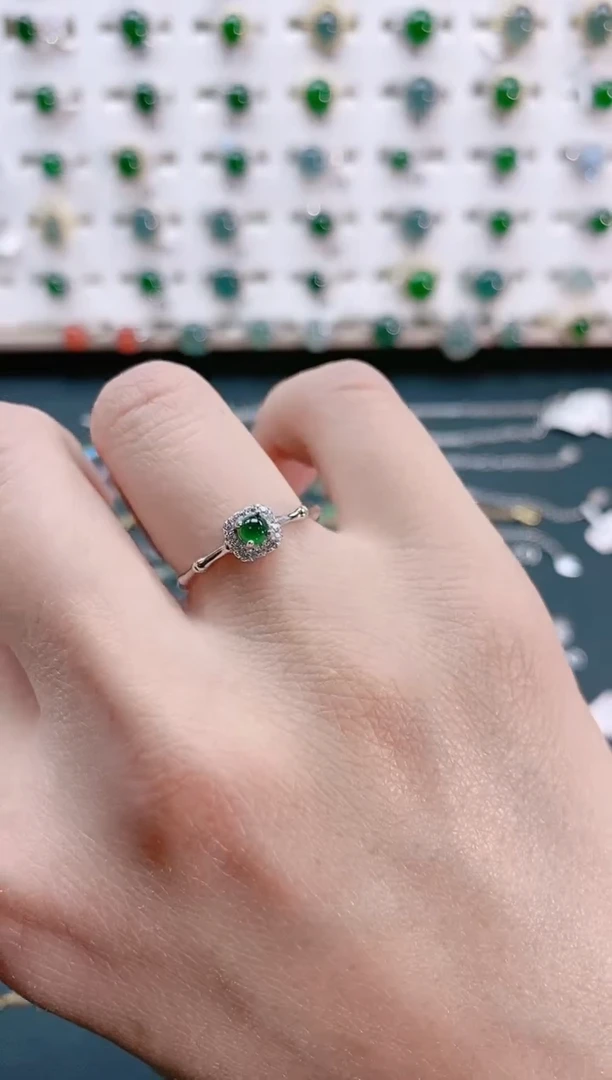 【闪购商品】翡翠戒指银S925镶嵌天然翡翠