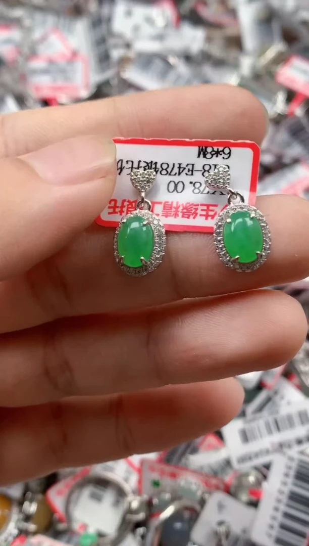 银S925镶嵌戒指翡翠天然A货缅甸翡翠