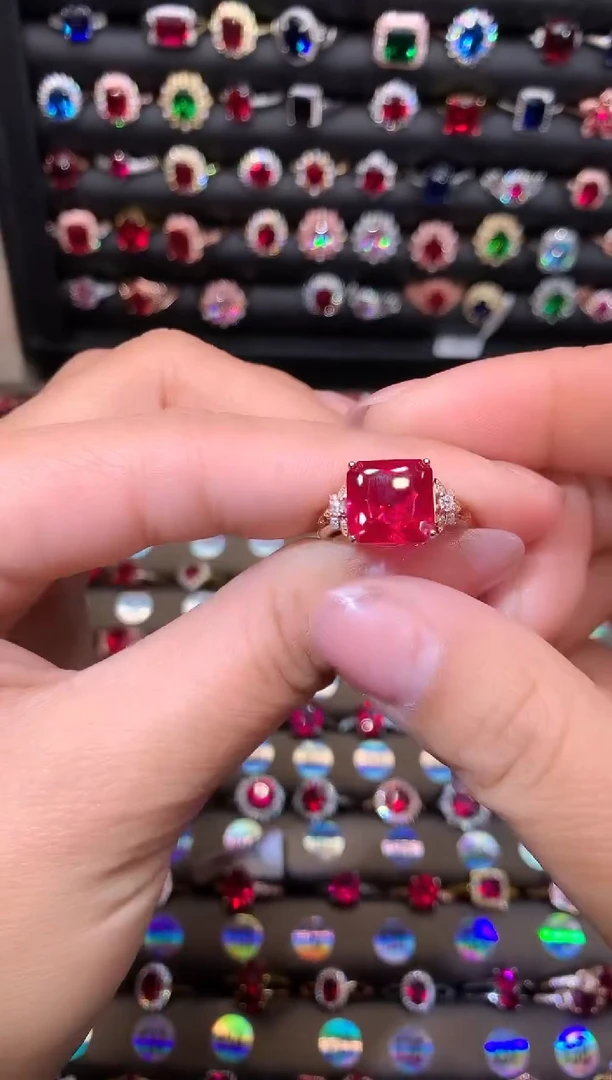 【闪购商品】红宝石戒指银S925镶嵌10玫瑰金