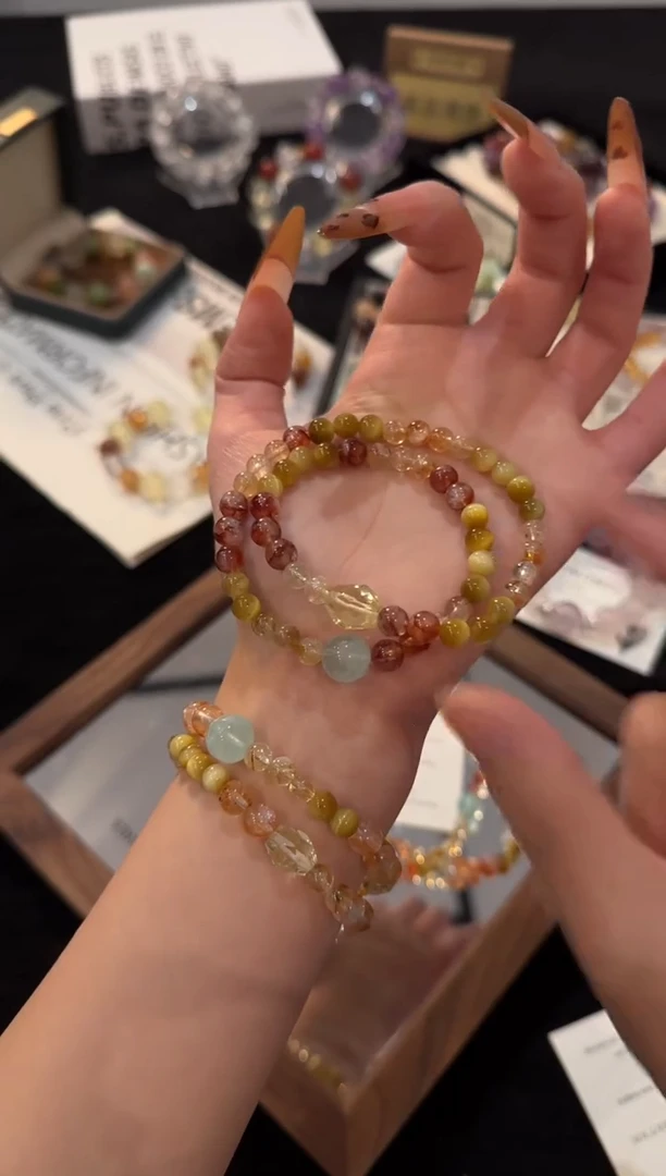 未镶嵌手链水晶金虎眼双圈x3236