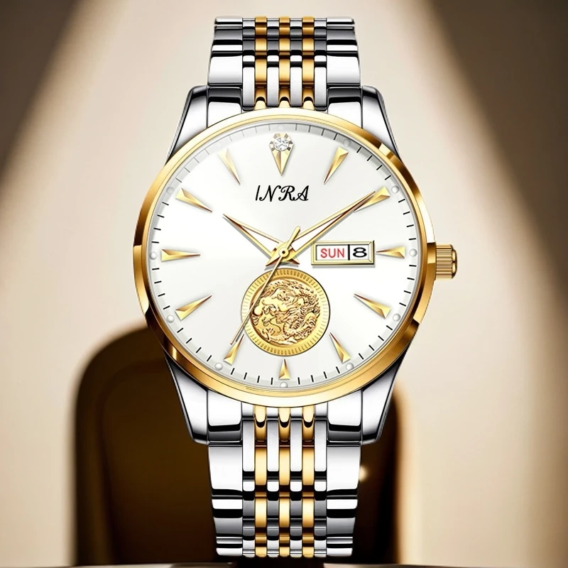 龙行天下 高端透背陀飞轮男士商务腕表8002白面