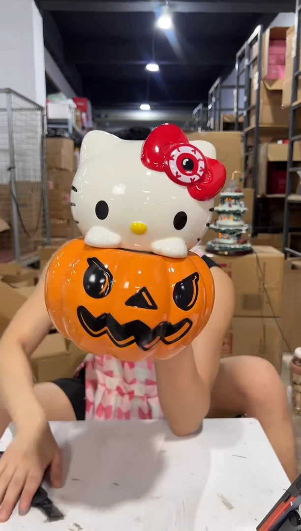 瓷片万圣节kt猫南瓜储物罐