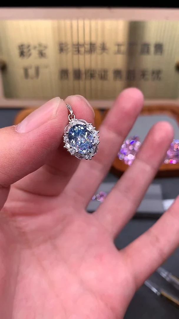 海蓝宝石颈饰银S925镶嵌4525