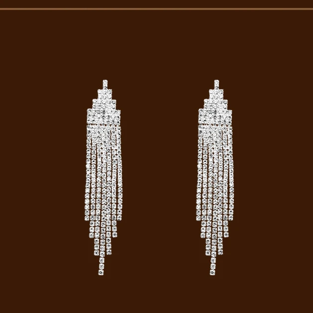 铜合金耳饰 【无耳洞耳夹】长款修饰脸型蚊香盘耳夹无耳洞流苏镶钻