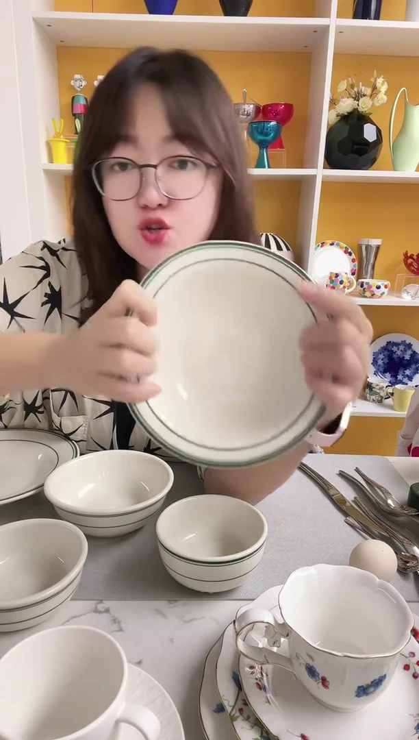 Tuxton-绿线条系列 水果碗17cm