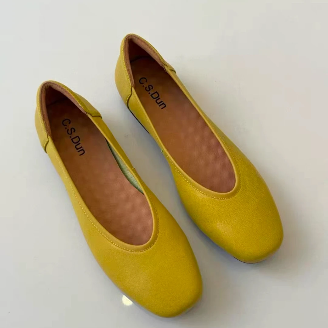 外贸原单新款真皮软底软面舒适圆头平地单鞋（奶奶鞋）251-1