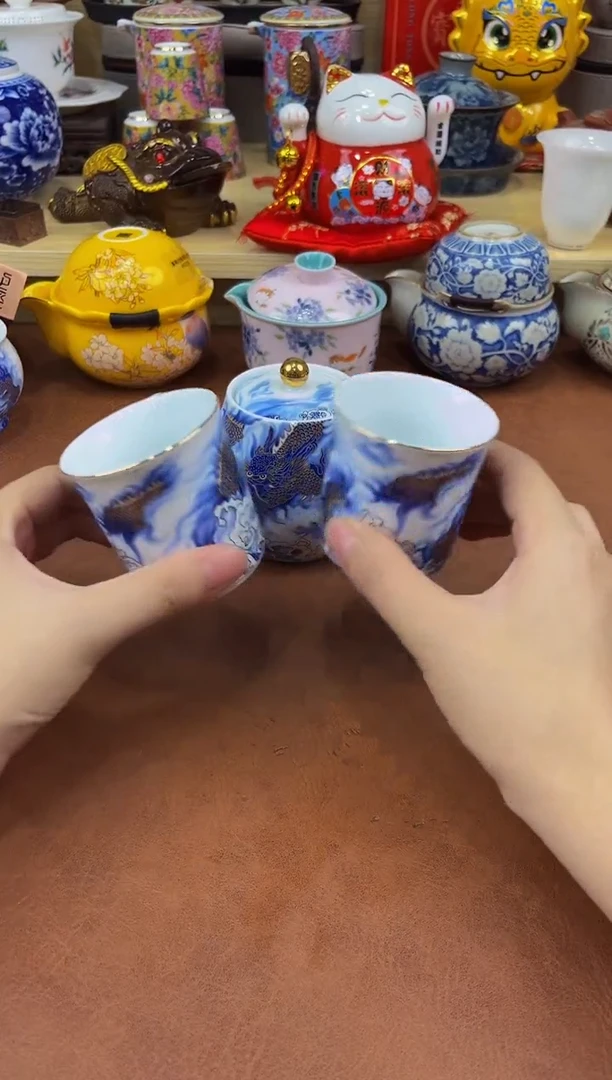 陶瓷茶具摆件旅行套组