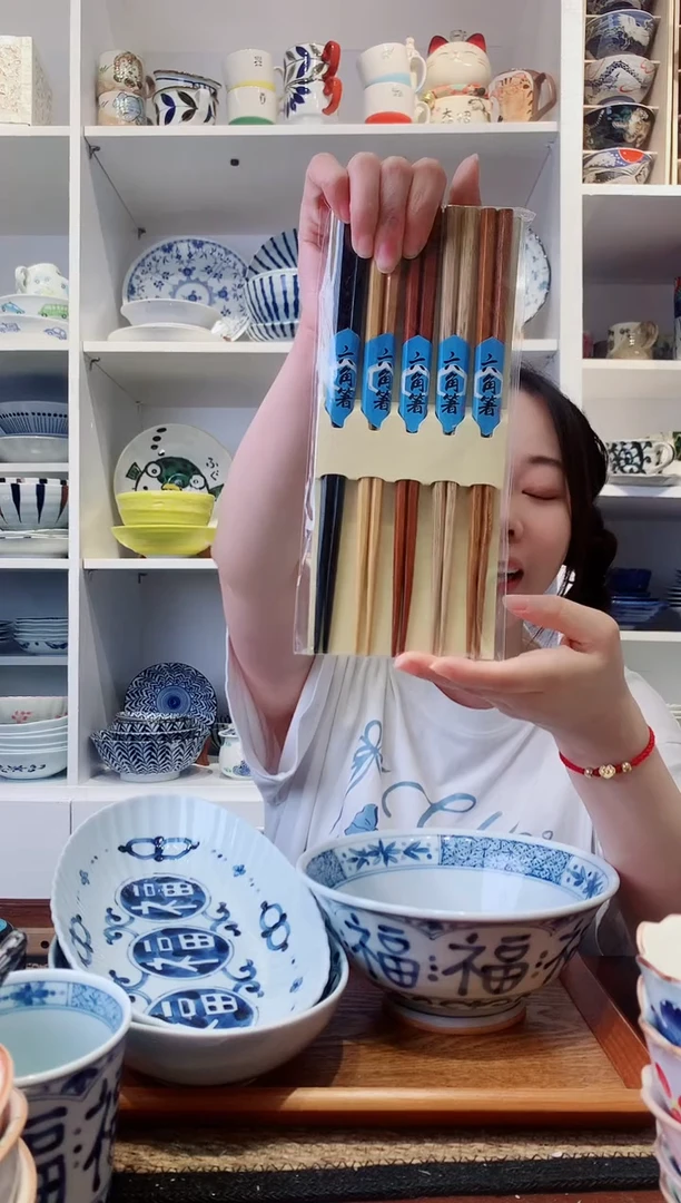 陶瓷日本进口纯实木筷子五只装