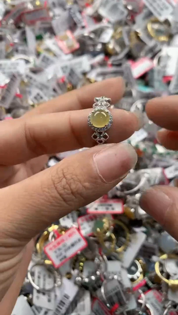银S925镶嵌戒指翡翠888---3