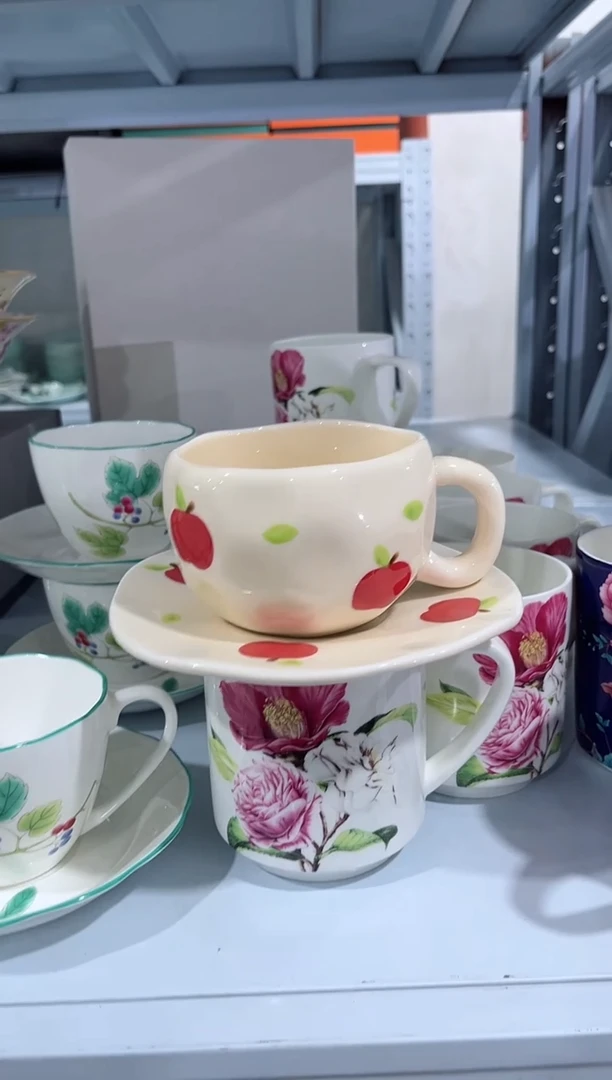 瓷片日用陶瓷（简装）早餐杯一套