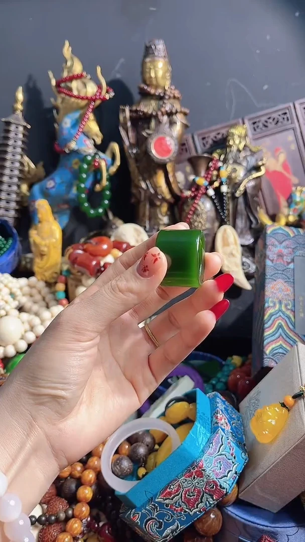 【闪购商品】和田玉戒指未镶嵌【闪购商品】绿色和田玉扳指39