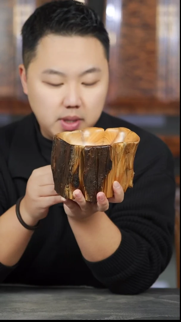 柏木（崖柏）木雕款470号陈化黑油雷击料原木摆件