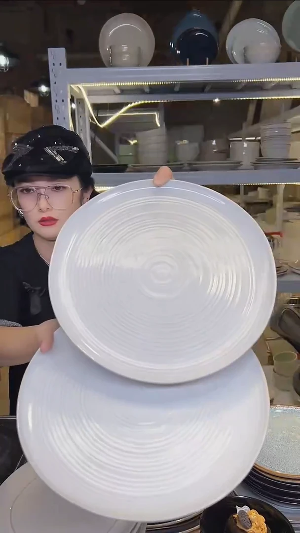 瓷101（十寸盘）外贸尾货高温釉下彩陶瓷餐具默认微瑕