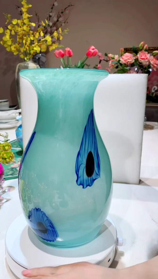 【闪购商品】琉璃手工艺品蓝色眼睛花瓶  微瑕