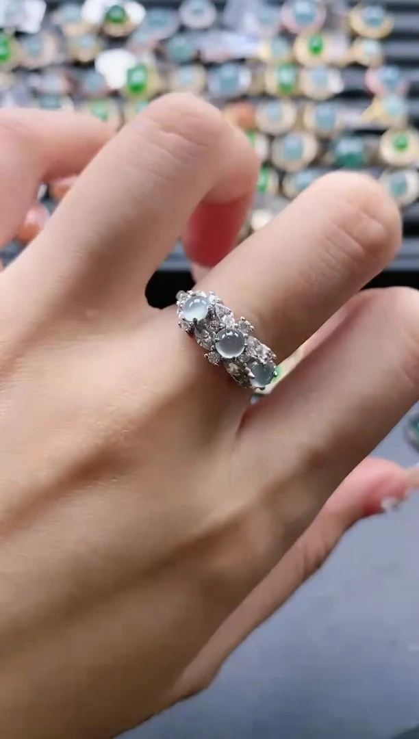 【闪购商品】翡翠戒指银S925镶嵌5151-55