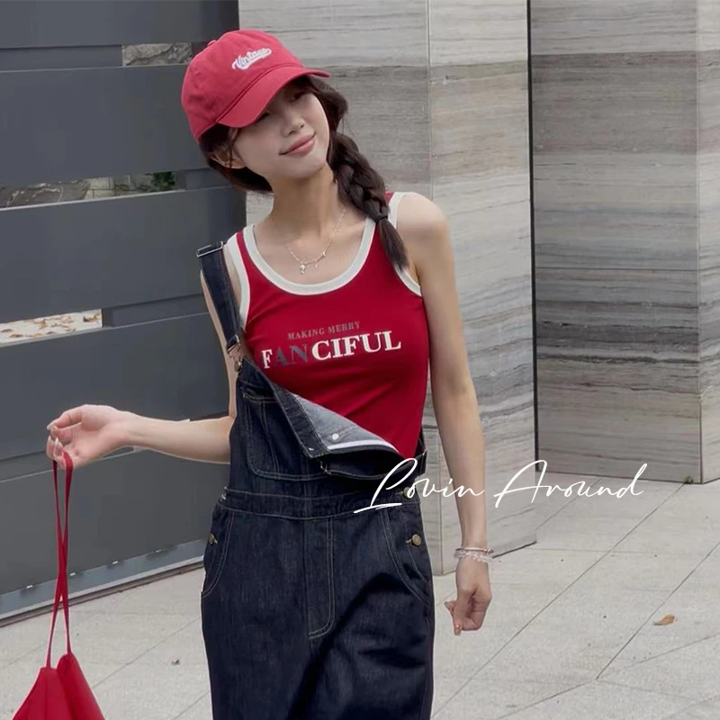 WANZI-[拼接背心]-2-背心百搭上衣纯色圆领小众夏季