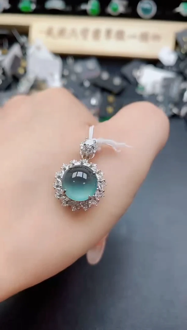 吊坠(赠链)银S925镶嵌翡翠1