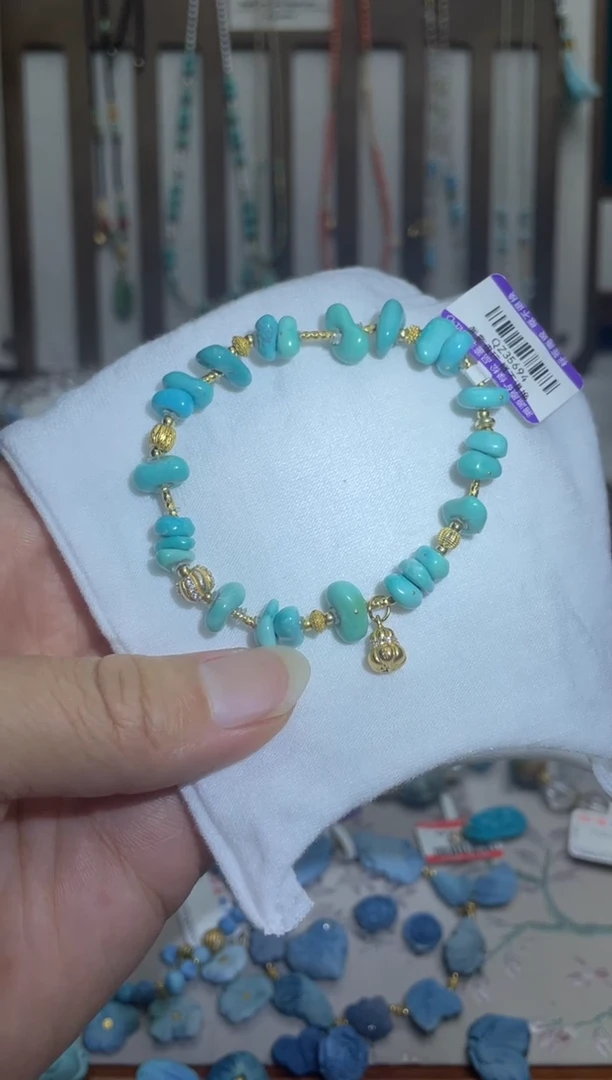 银S925镶嵌绿松石手串77