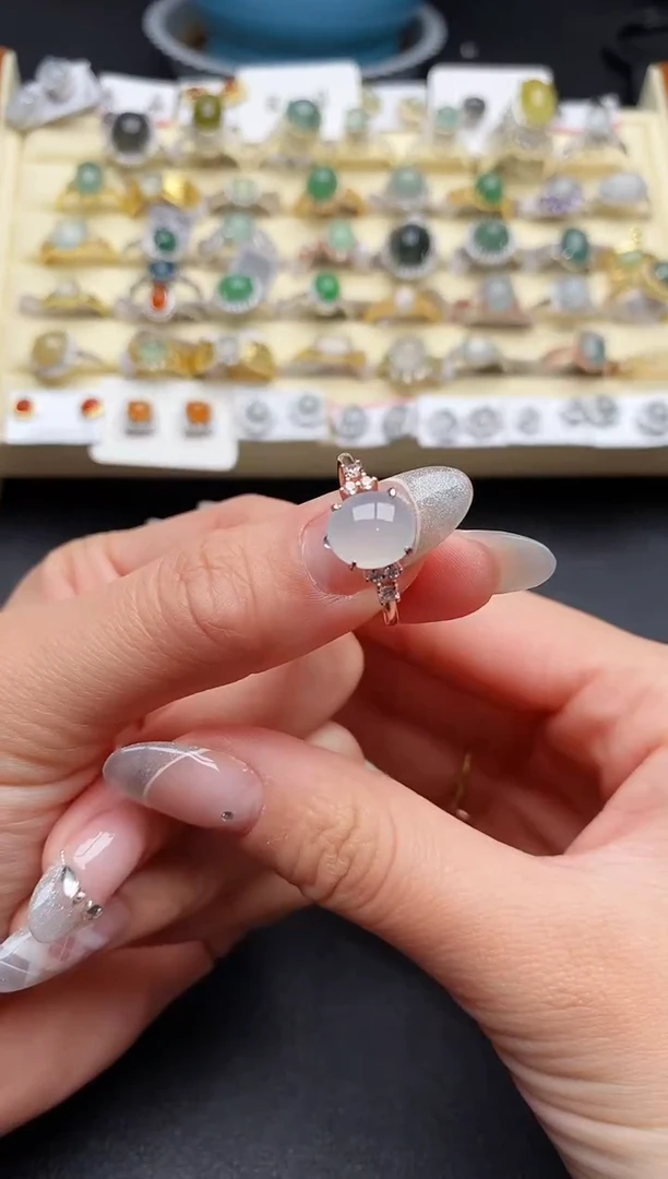 【闪购商品】翡翠戒指银S925镶嵌4444444+1