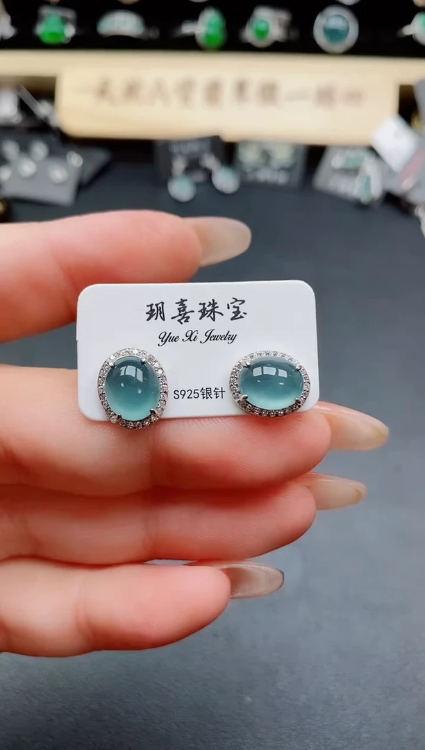 银S925镶嵌戒指翡翠1