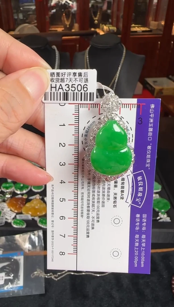 颈饰18K金镶嵌翡翠HA3506绿葫芦
