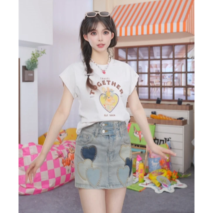 【达人专属】妖精的口袋宽松连肩袖短袖t恤女夏季新款设计感