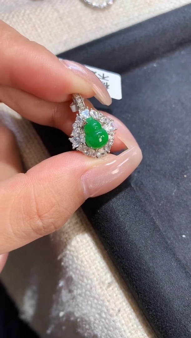 翡翠银S925镶嵌吊坠(不含链)【挽石珠宝】葫芦