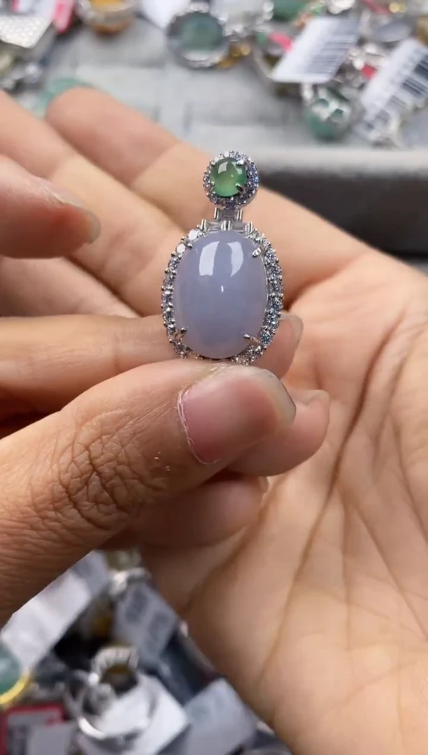 银S925镶嵌戒指翡翠444---8