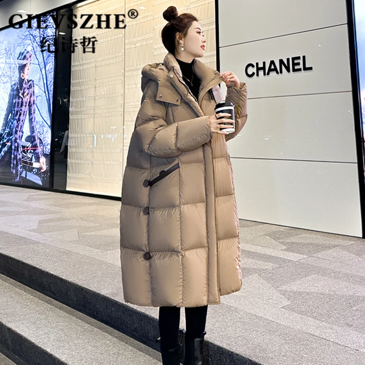 纪诗哲白鹅绒羽绒服女中长款2025冬新款高级气质显瘦极寒保暖外套