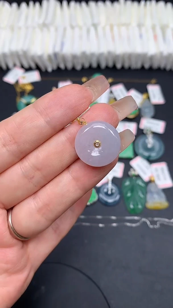 翡翠18K金镶嵌吊坠(不含链)MS191906