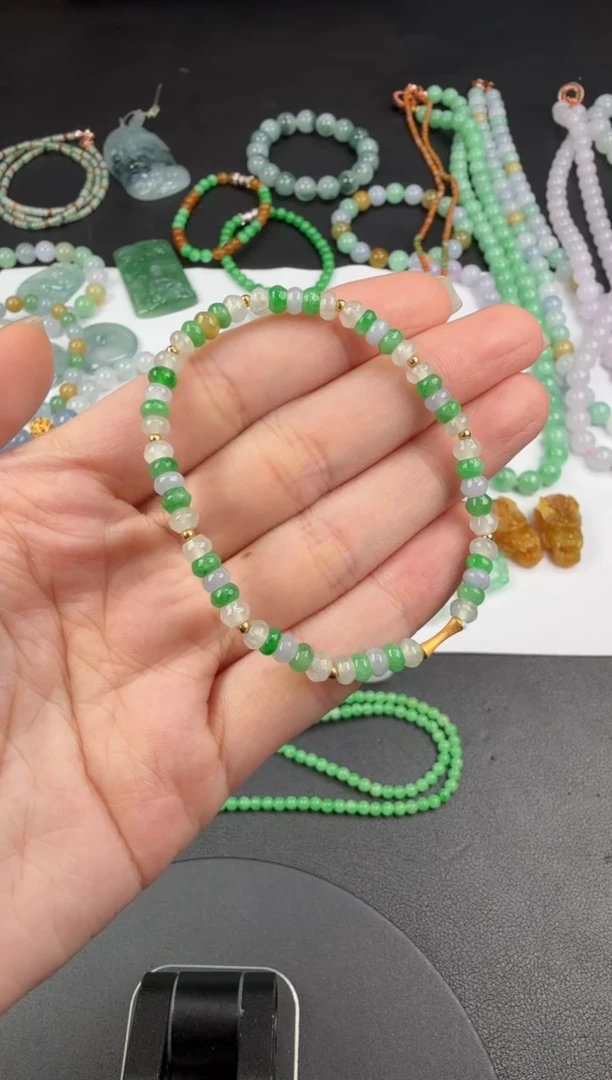 18K金镶嵌手串翡翠202-珠串