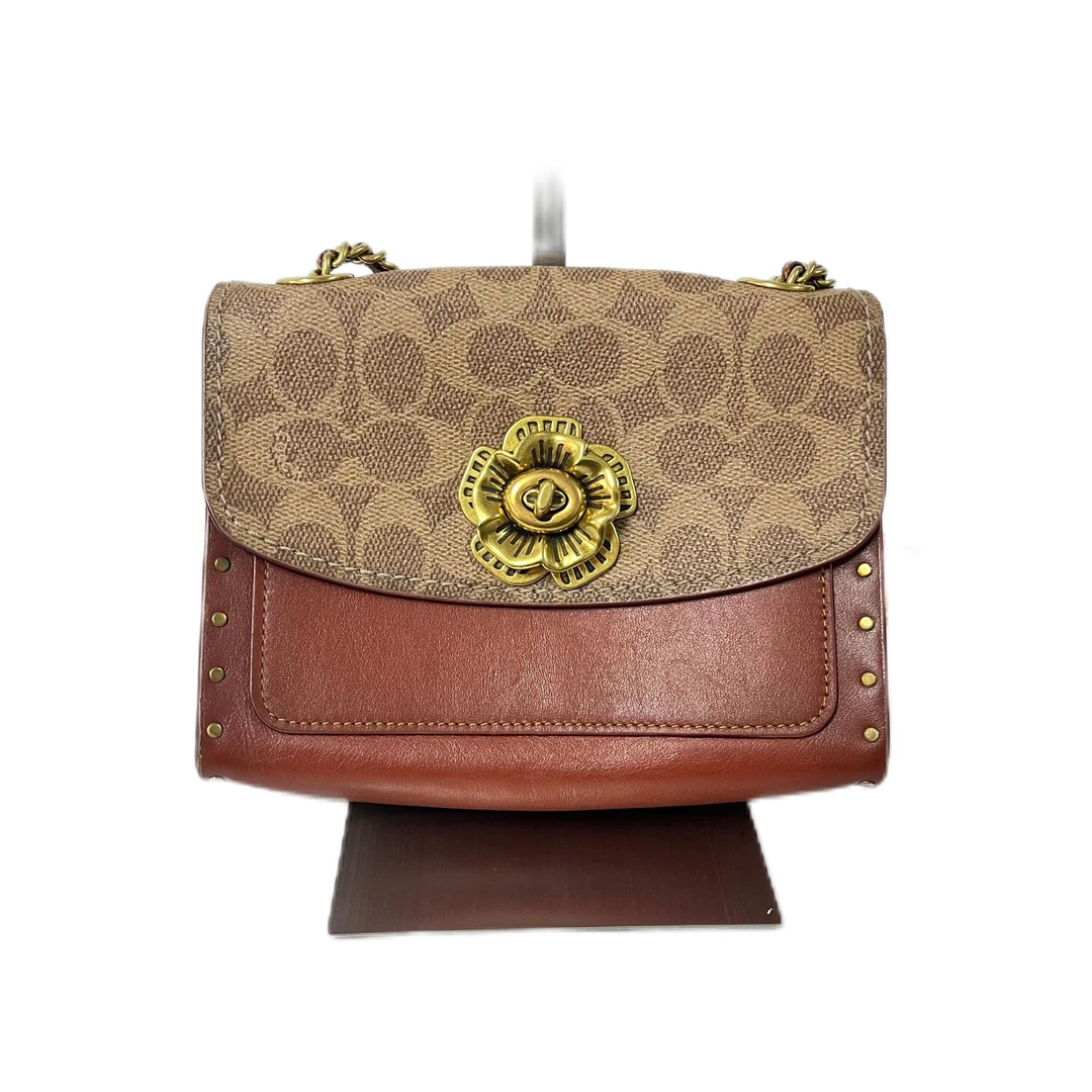 95新 COACH/蔻驰 经典老花PVC拼色山茶花单肩斜挎包 SH-30003-A