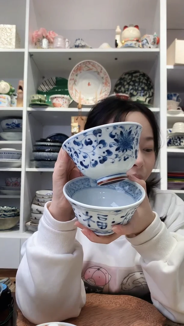 陶瓷小**婆【两支】蓝凛堂米饭碗花色各一个