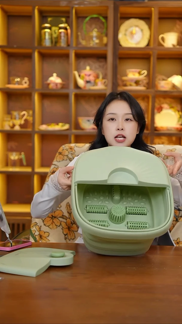 陶38-韩国?蒺?蓣现代hyundai 可折叠按摩泡脚盆