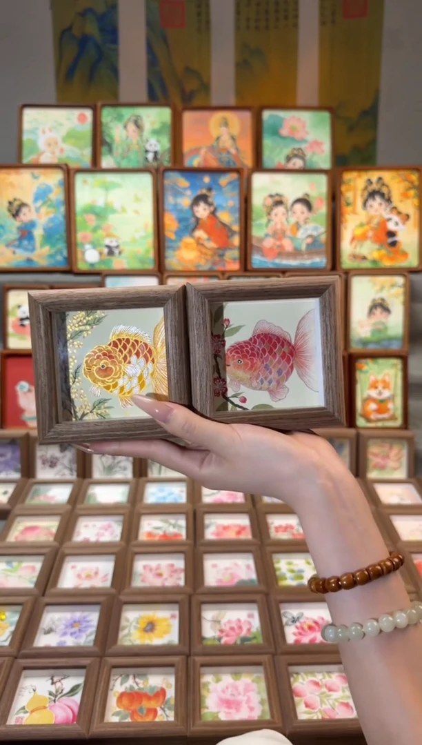 国画桂花金鱼 桃花金鱼 一组11