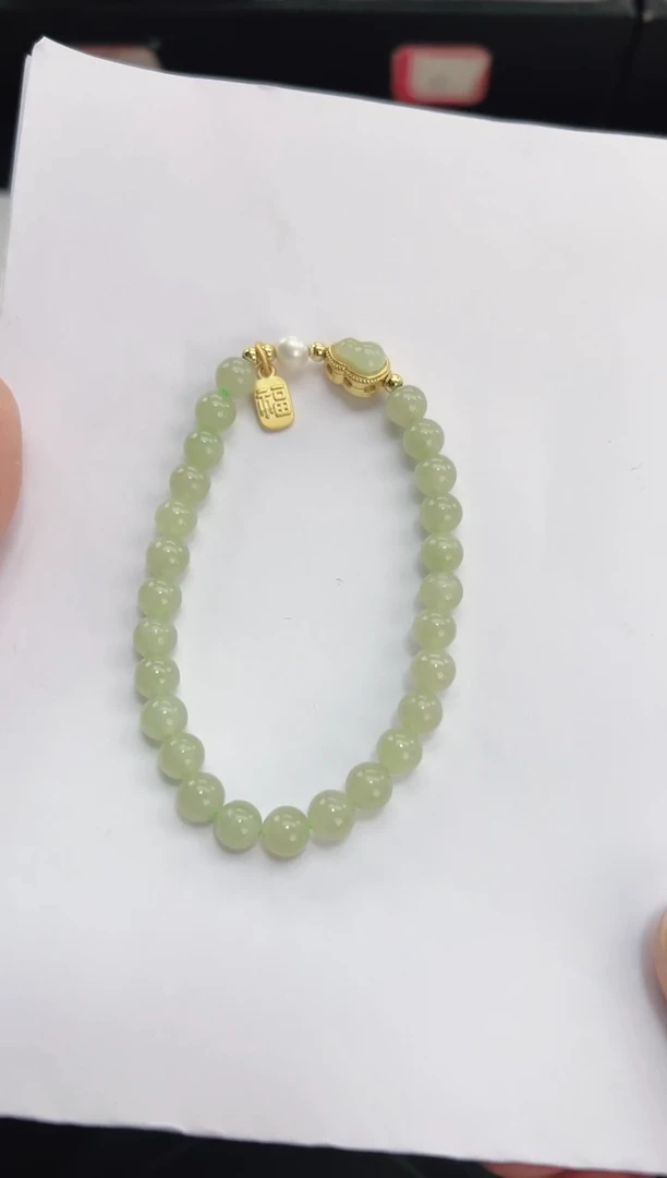 未镶嵌手链和田玉555岚钻微色差T1017