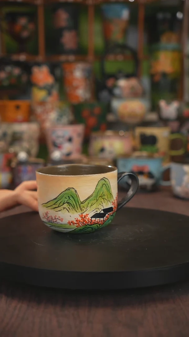 紫砂油画手绘釉下彩