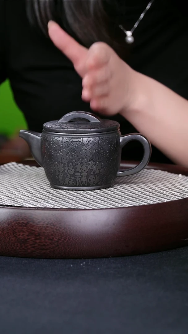 茶壶紫砂宜兴紫砂壶百福汉瓦